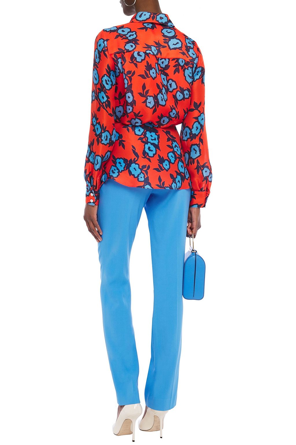 CAROLINA HERRERA Draped printed silk-organza shirt
