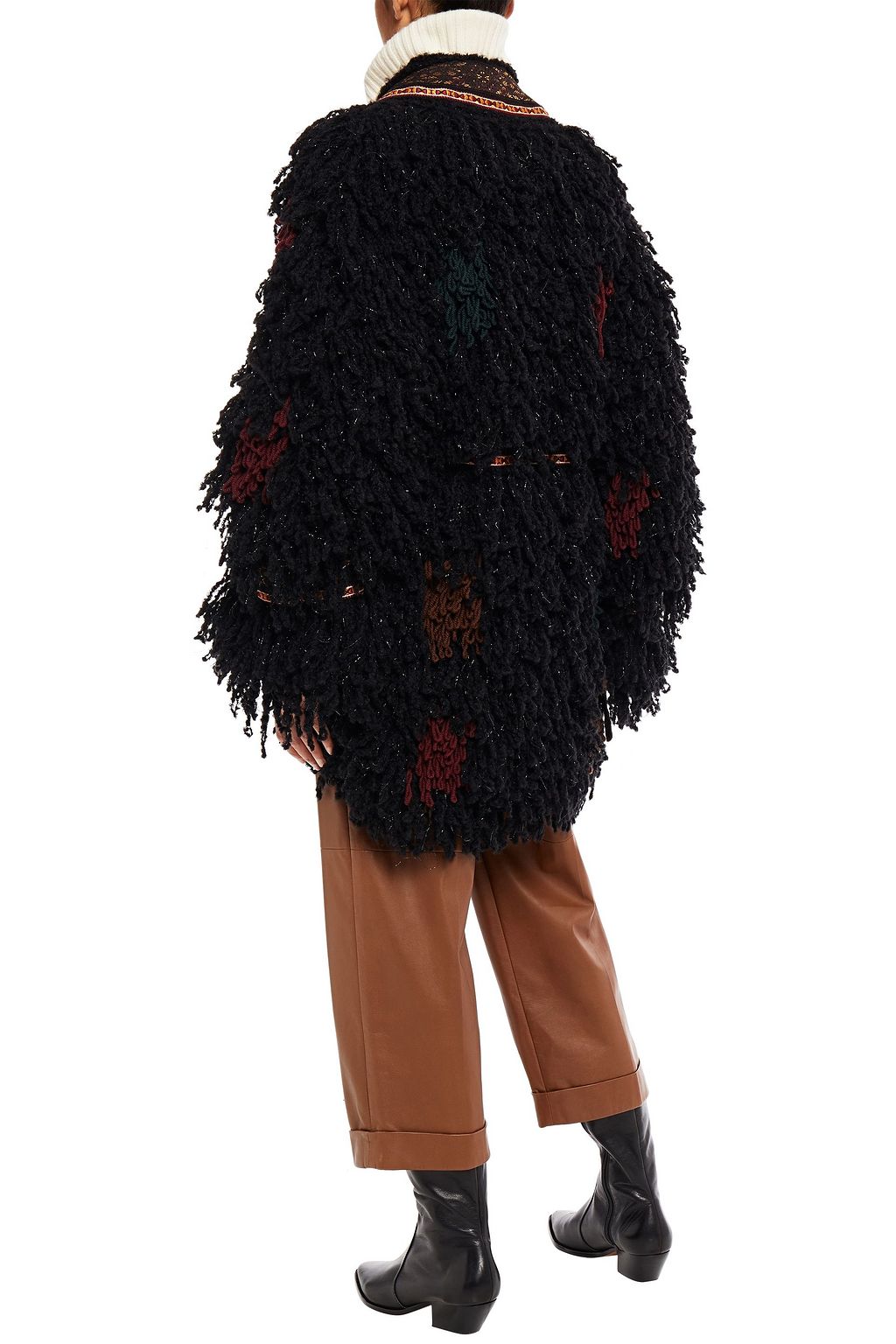 ETRO معطف من نسيج محبوك بغرز واسعة مزين بقماش الجاكار
