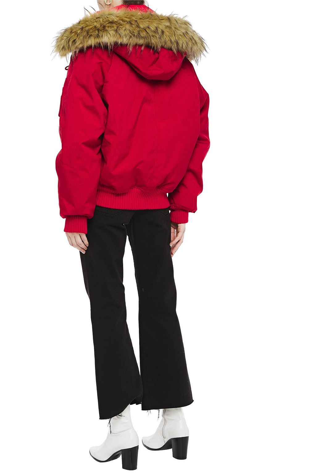 R13 Faux fur-trimmed canvas hooded down jacket