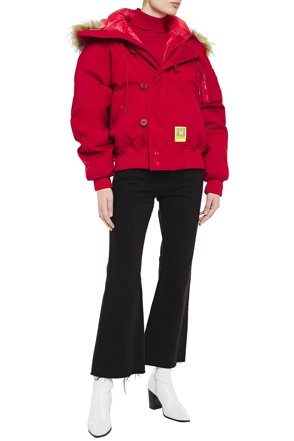 R13 Faux fur-trimmed canvas hooded down jacket