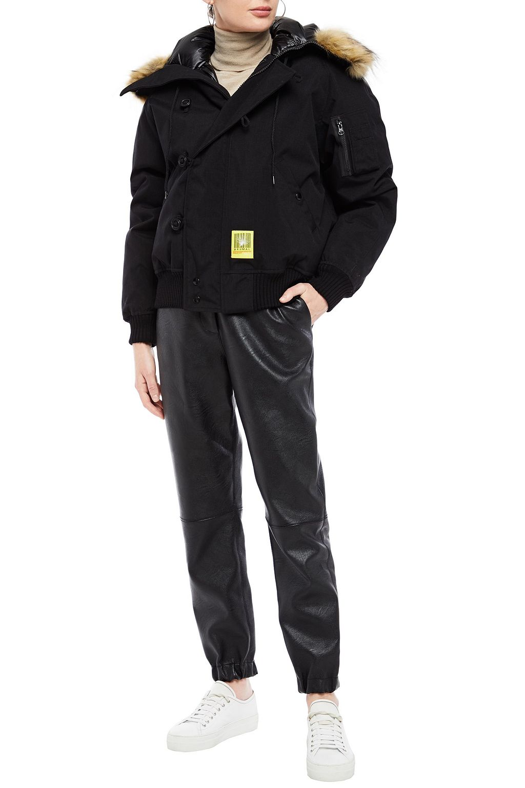R13 Faux fur-trimmed canvas hooded down jacket