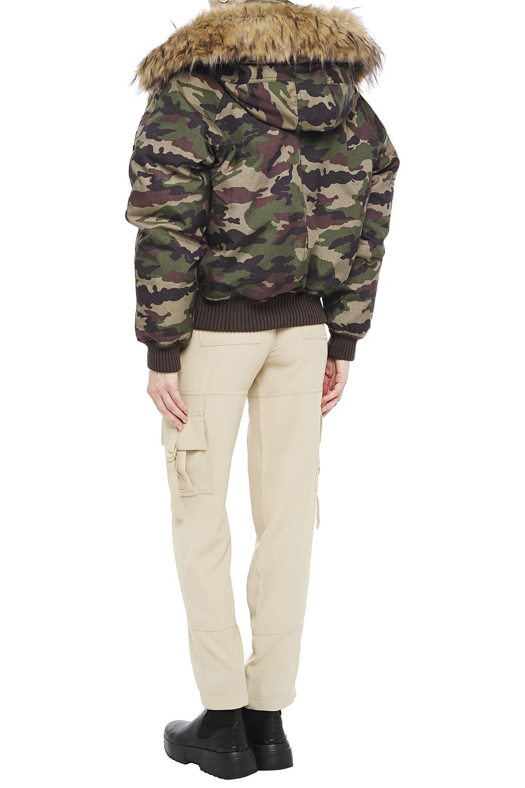 R13 Faux fur-trimmed canvas hooded down jacket