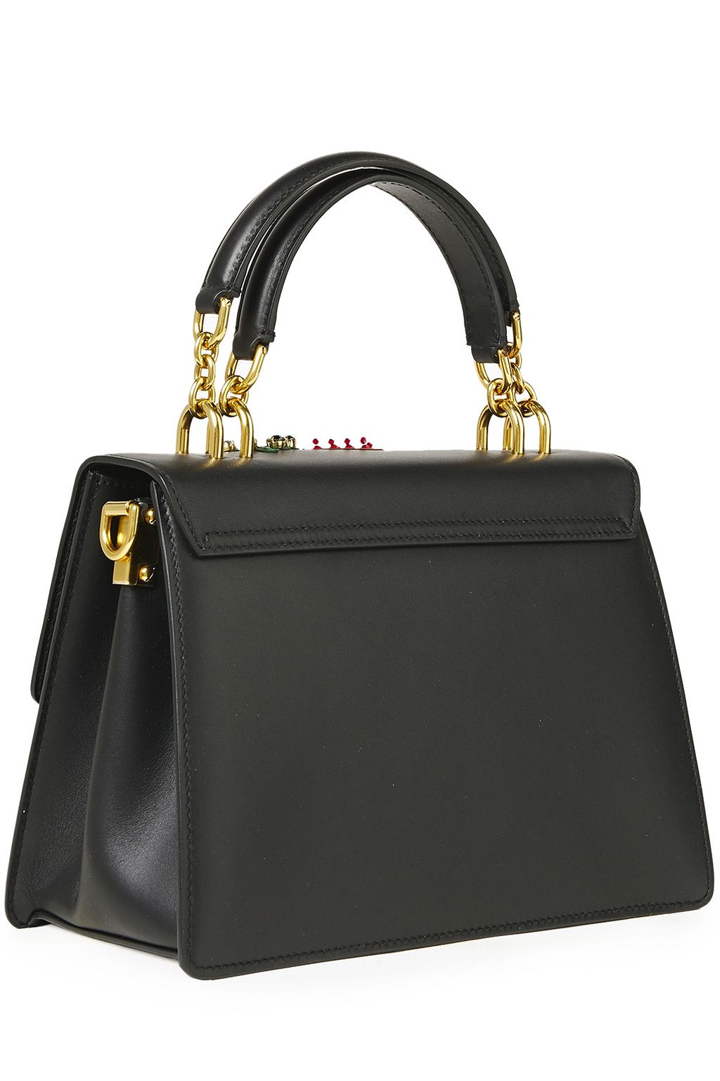 DOLCE&GABBANA Welcome embellished smooth and snake-effect leather shoulder bag