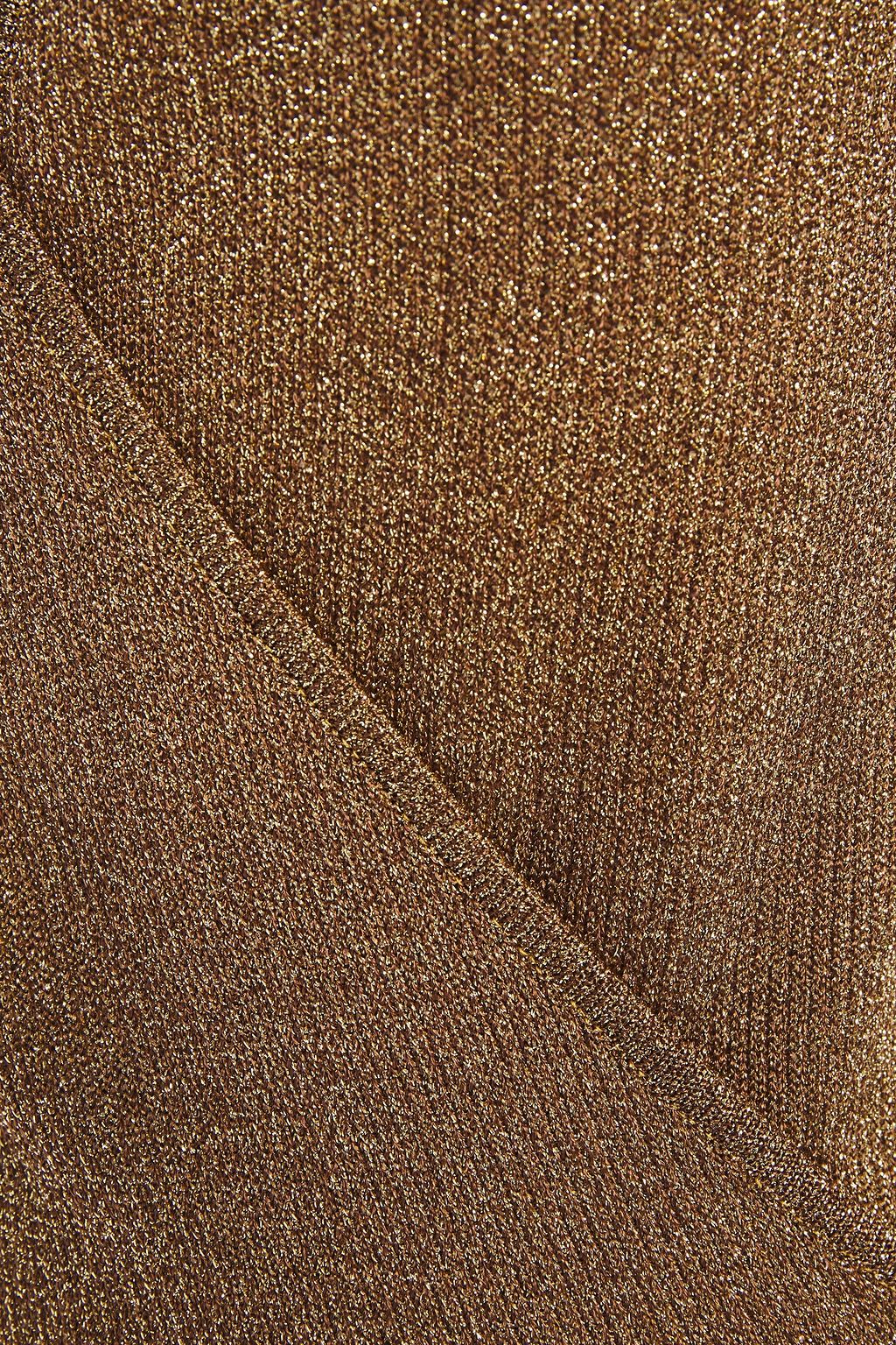 MISSONI Wrap-effect metallic ribbed knit top