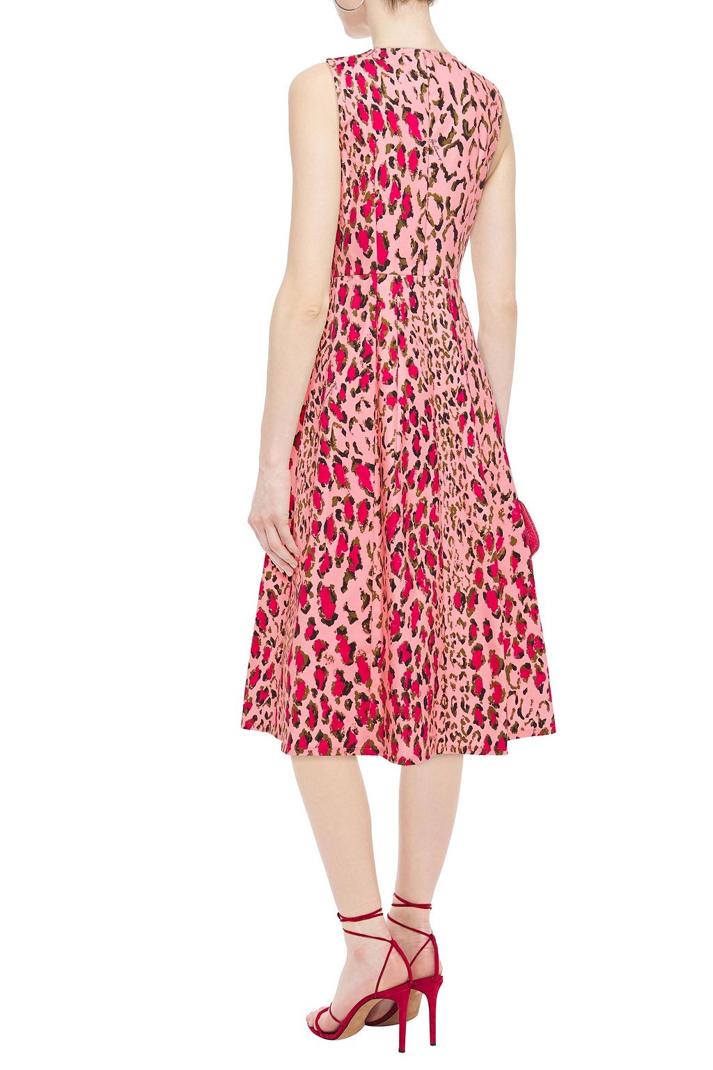 CAROLINA HERRERA + Rose Cumming flared leopard-print stretch-cotton midi dress
