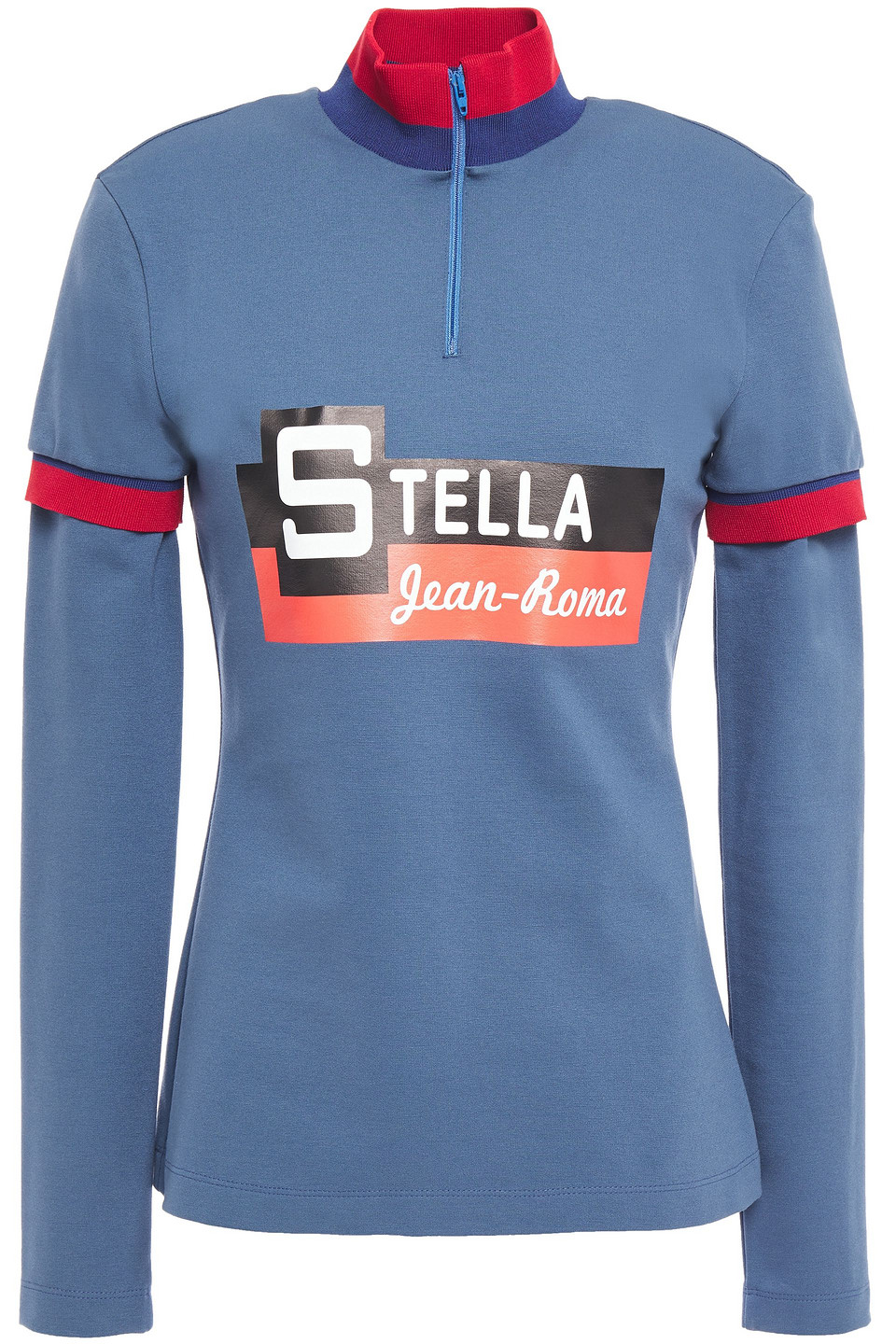 Stella Jean Woman Printed Stretch-jersey Turtleneck Top Storm Blue Size 40