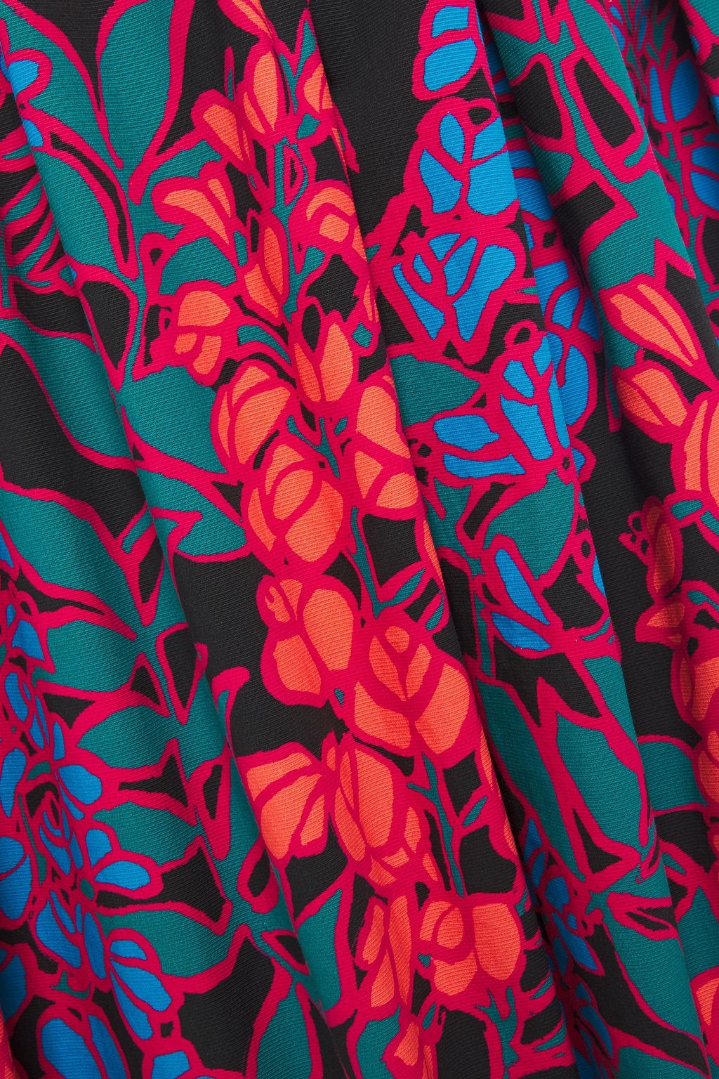 CAROLINA HERRERA Pleated floral-print stretch-cotton dress