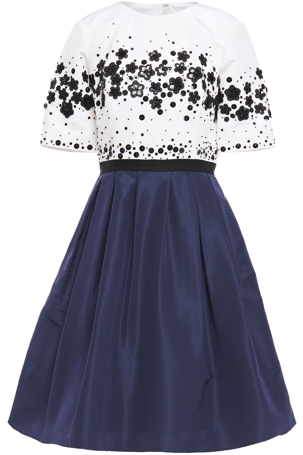 ネイビー 装飾付き ツートーン シルクタフタ フレアワンピース The Outnet Carolina Herrera The Outnet ネイビー 装飾付き ツートーン シルクタフタ フレアワンピース The Outnet Carolina Herrera The Outnet
