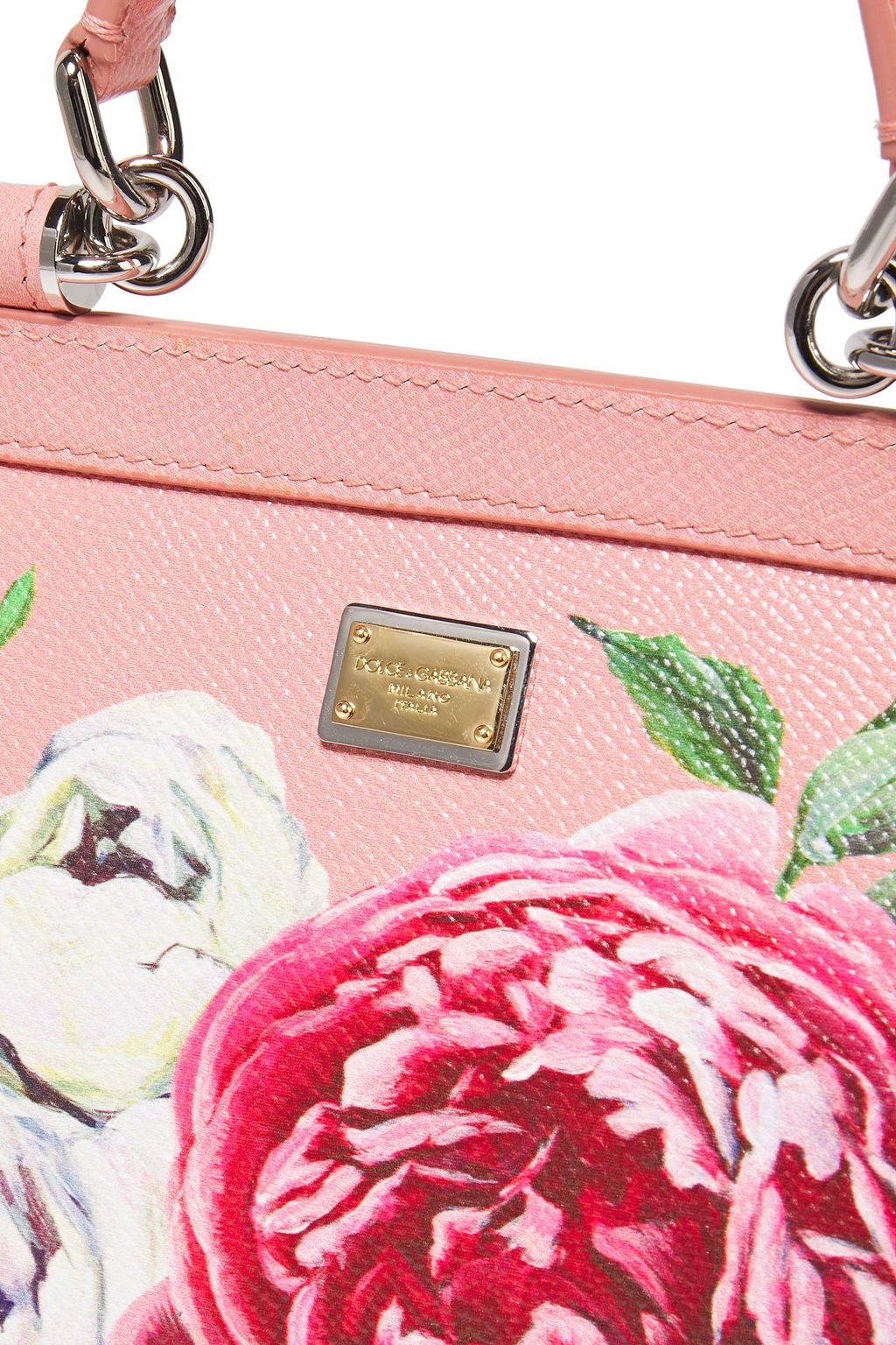 DOLCE&GABBANA Sicily floral-print textured-leather shoulder bag