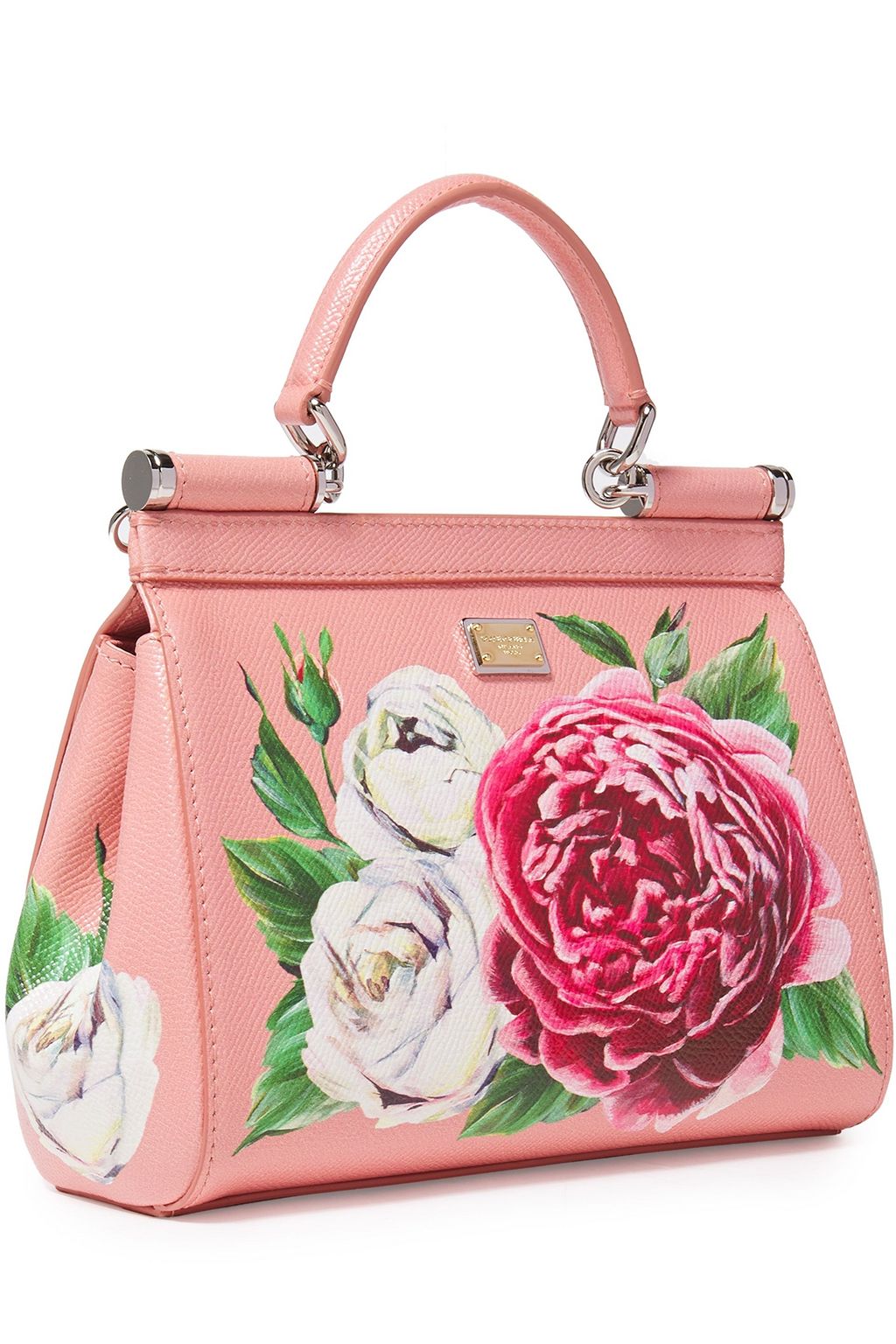 DOLCE&GABBANA Sicily floral-print textured-leather shoulder bag