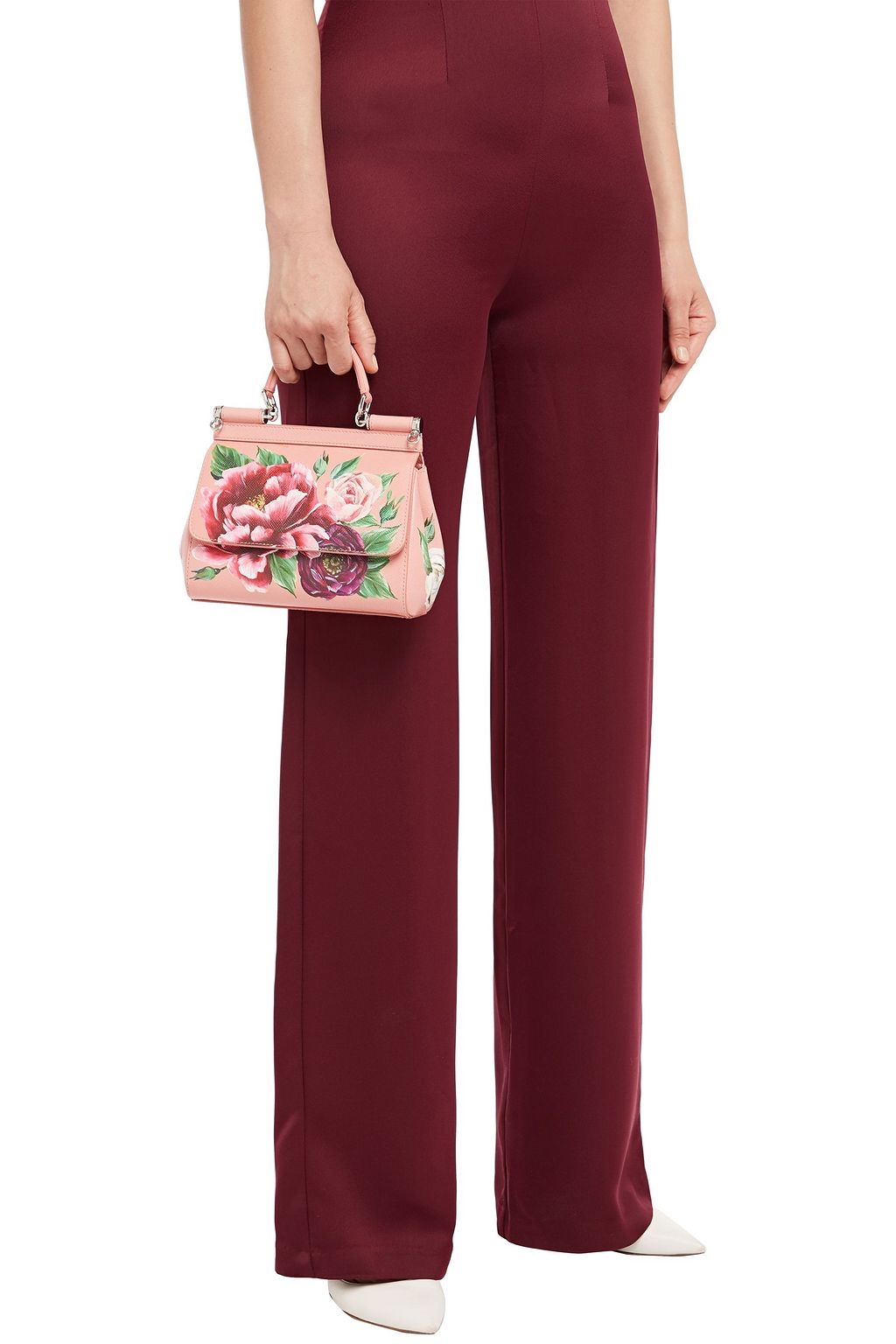 DOLCE&GABBANA Sicily floral-print textured-leather shoulder bag