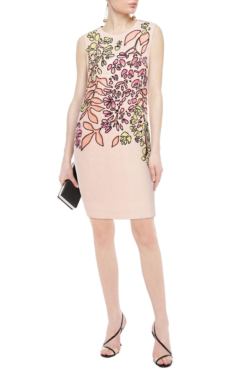 CAROLINA HERRERA Paneled embellished crepe and silk-taffeta mini dress