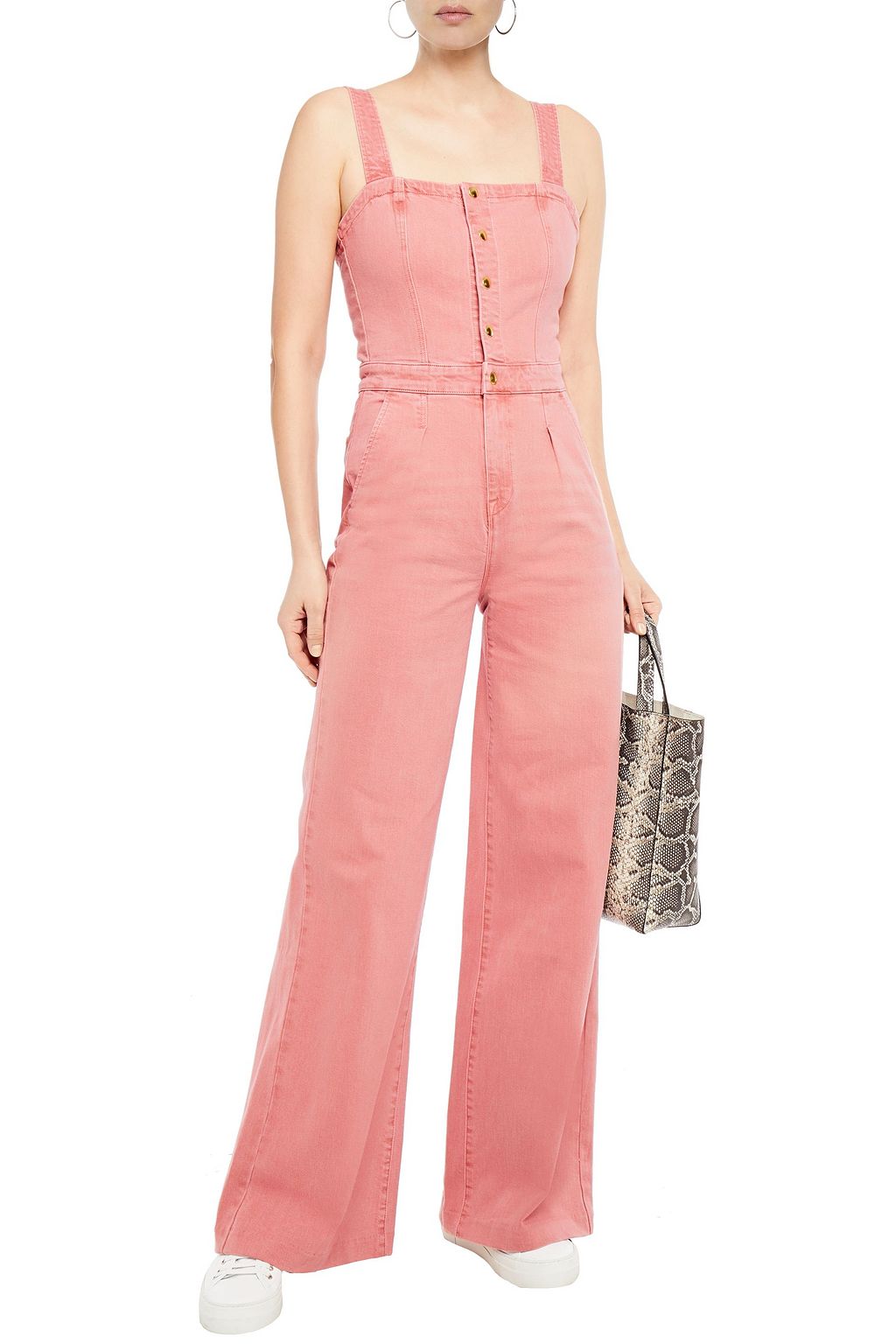 pink denim overall dress