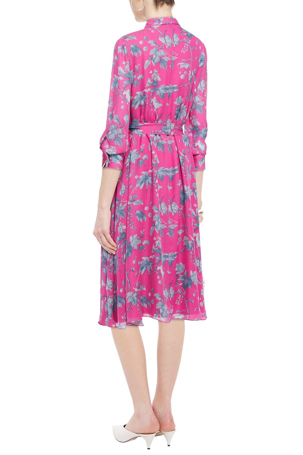 CAROLINA HERRERA + Rose Cumming belted floral-print silk-crepe shirt dress