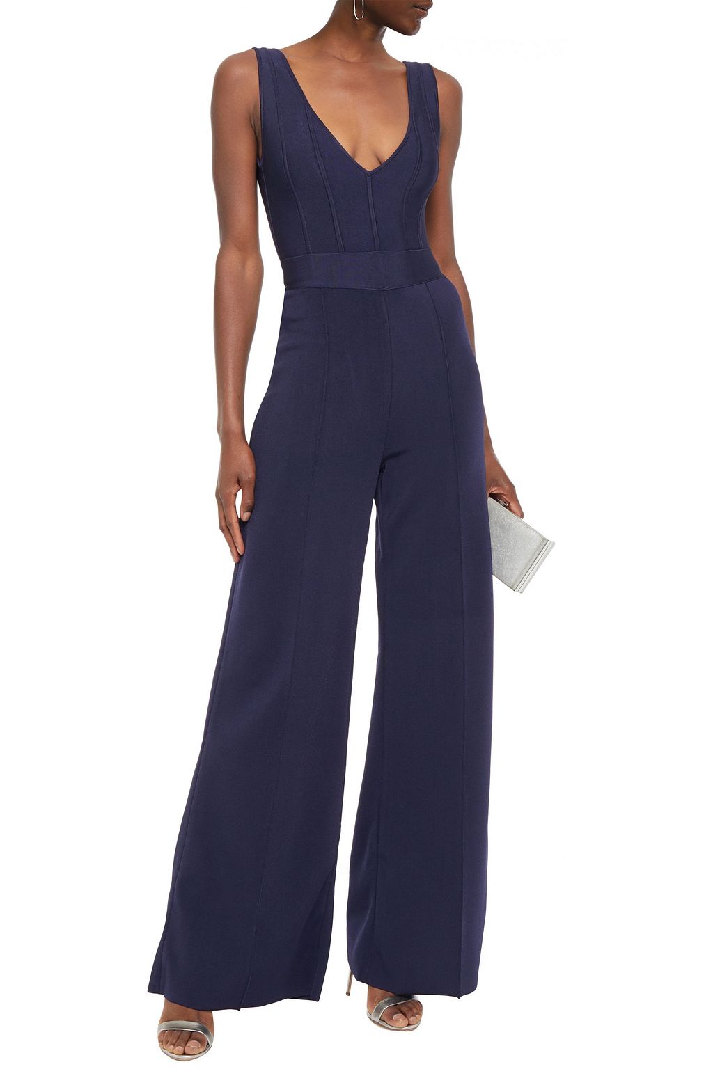 HERVÉ LÉGER Open-back bandage wide-leg jumpsuit