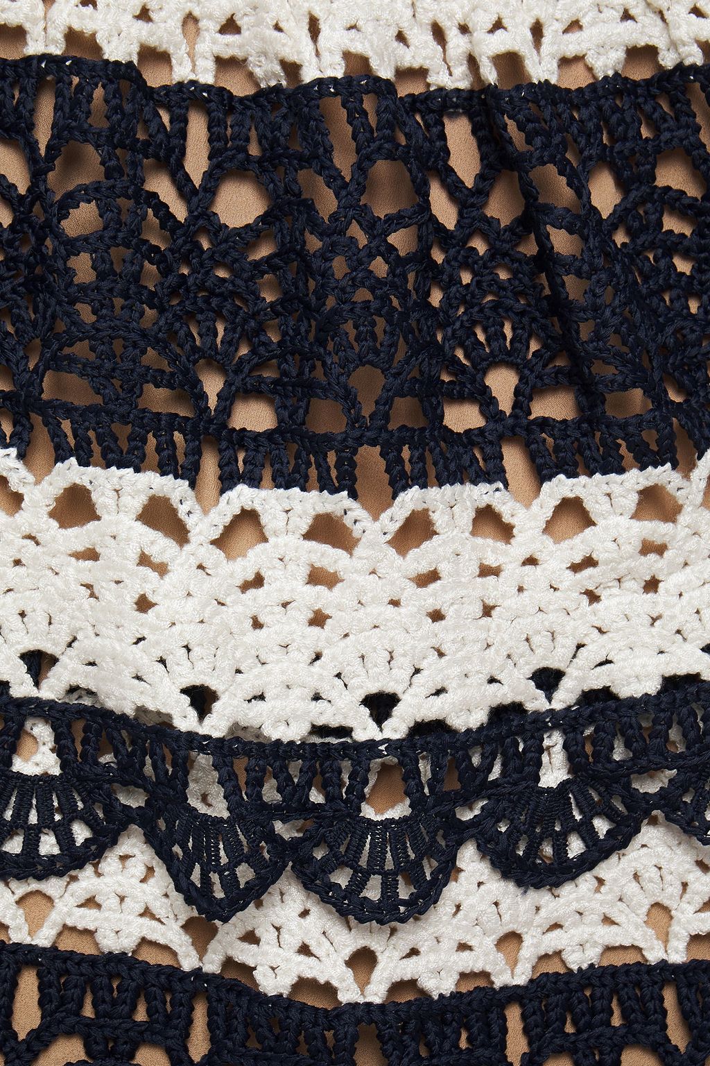 SELF-PORTRAIT One-shoulder striped crocheted midi dress