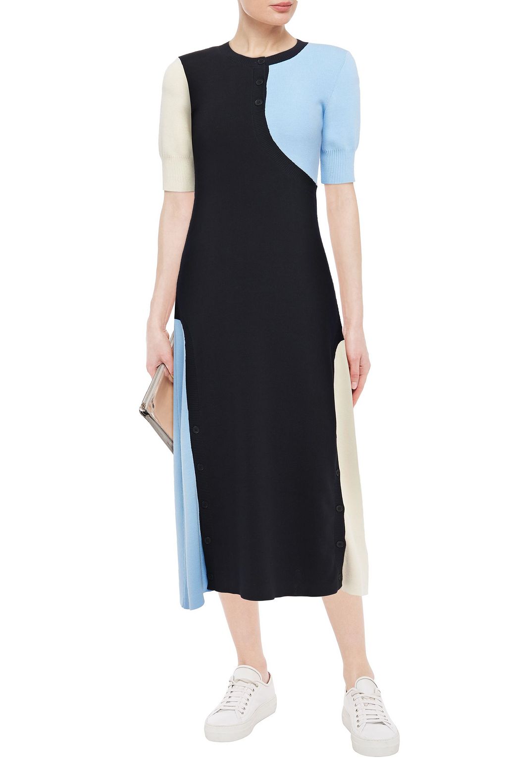 CHINTI & PARKER Color-block intarsia cotton midi dress