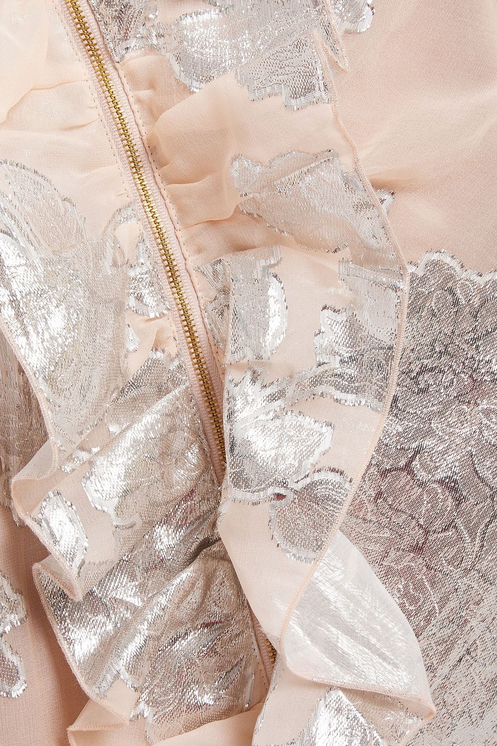 SELF-PORTRAIT Ruffled metallic fil coupé silk-blend mini dress
