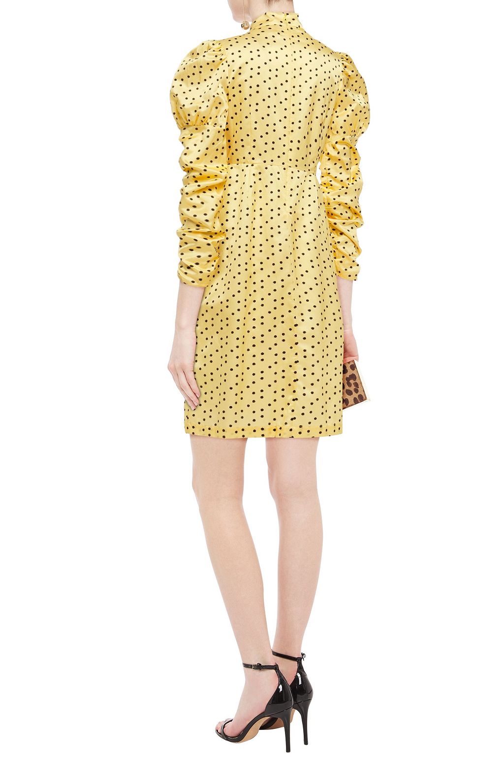 SHRIMPS Ruched floral-print silk and cotton-blend satin dress