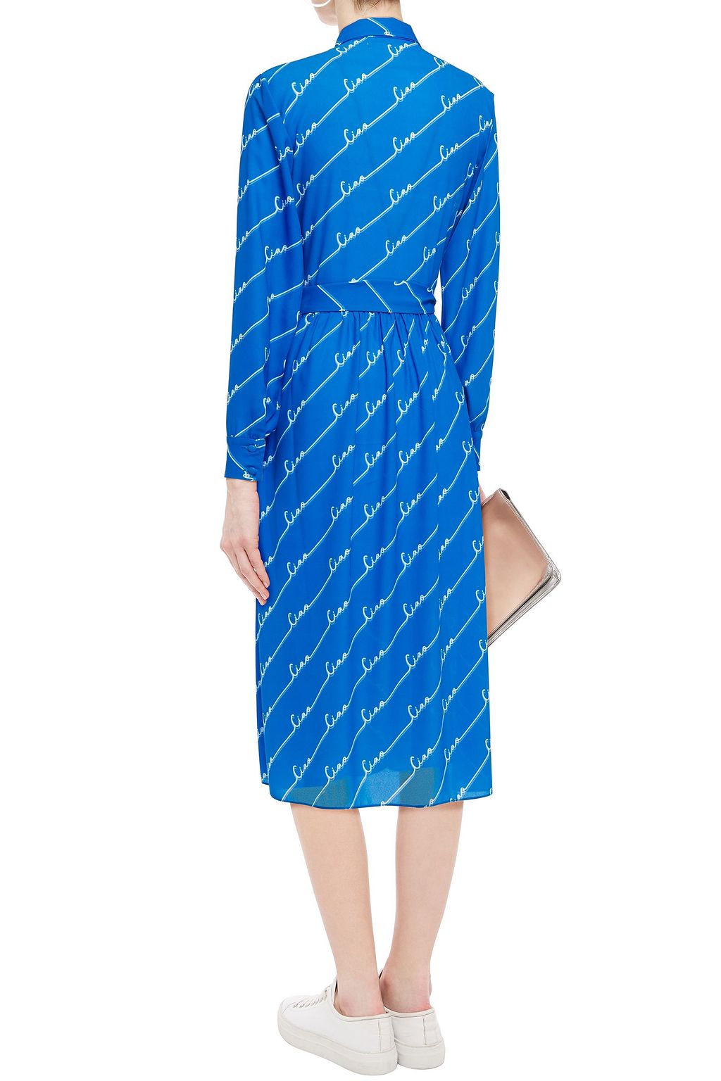 CHINTI & PARKER Belted printed crepe de chine midi shirt dress