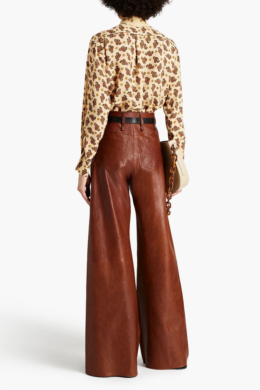 Beige Paisley-print silk-crepe shirt 