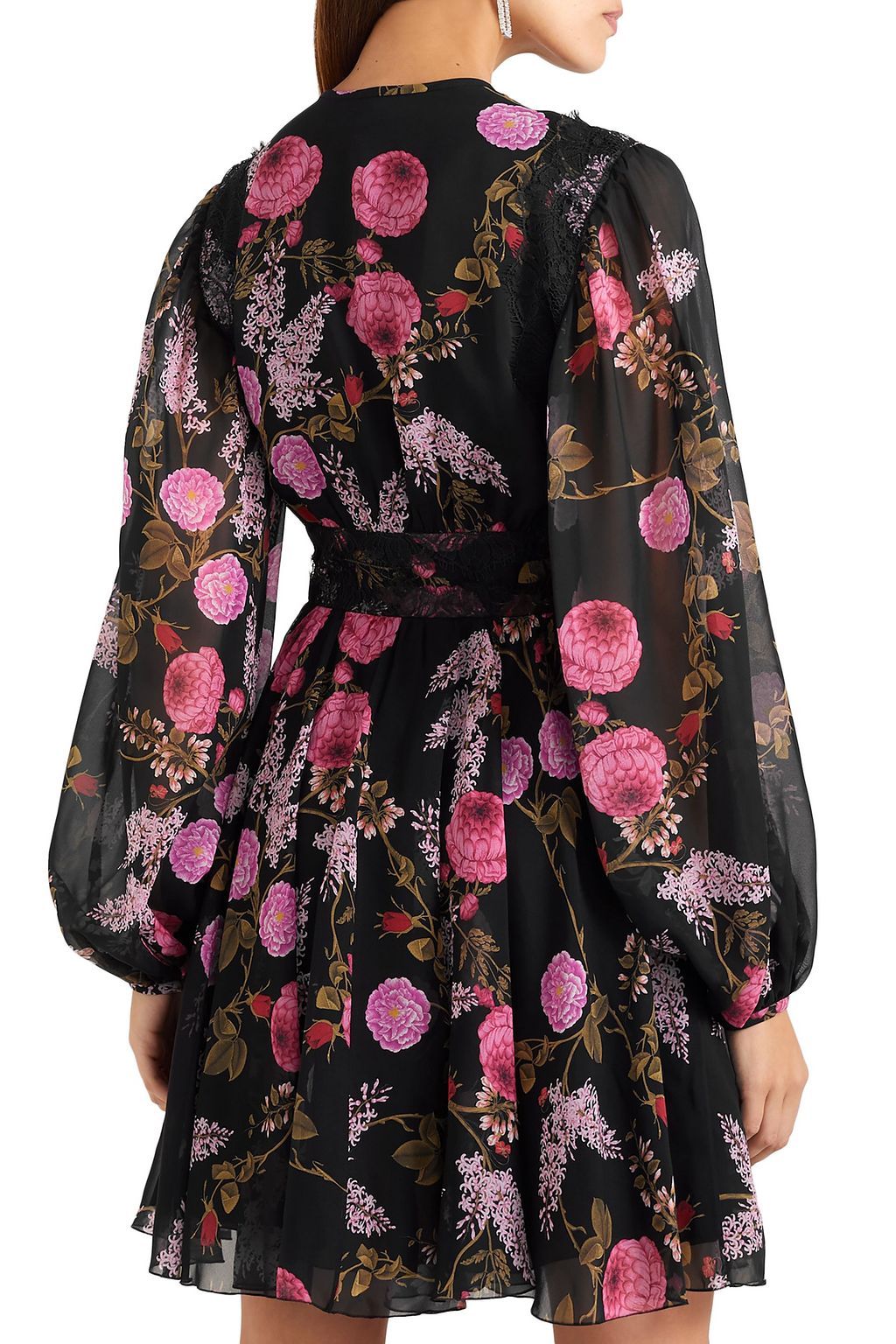 GIAMBATTISTA VALLI Pleated floral-print silk crepe de chine mini dress