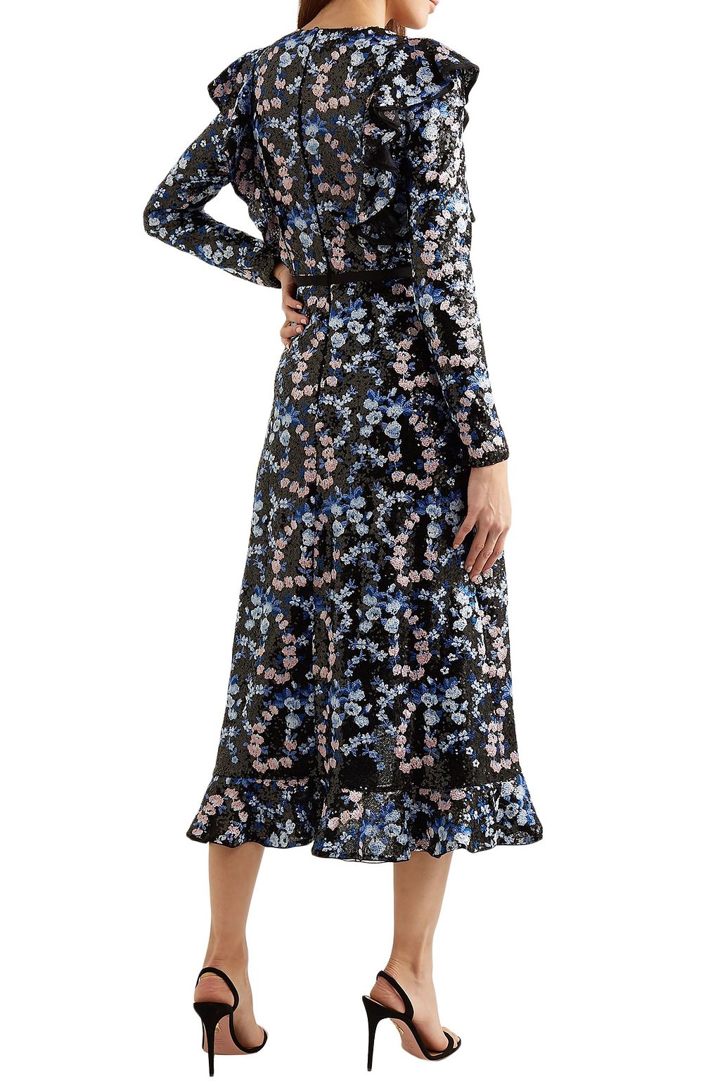 GIAMBATTISTA VALLI Ruffled embroidered sequined organza midi dress