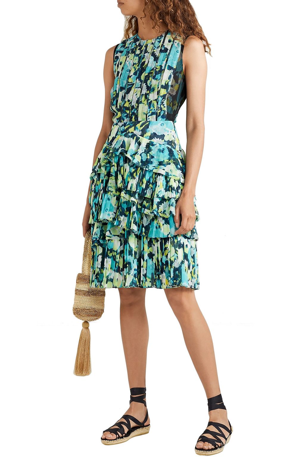 JASON WU Layered tulle-trimmed printed chiffon dress