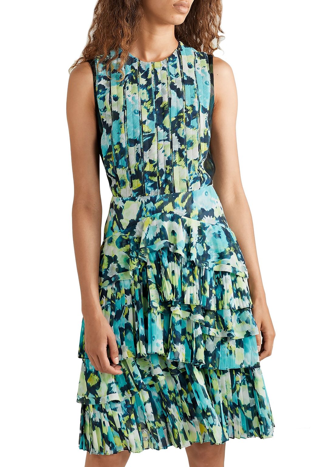 JASON WU Layered tulle-trimmed printed chiffon dress