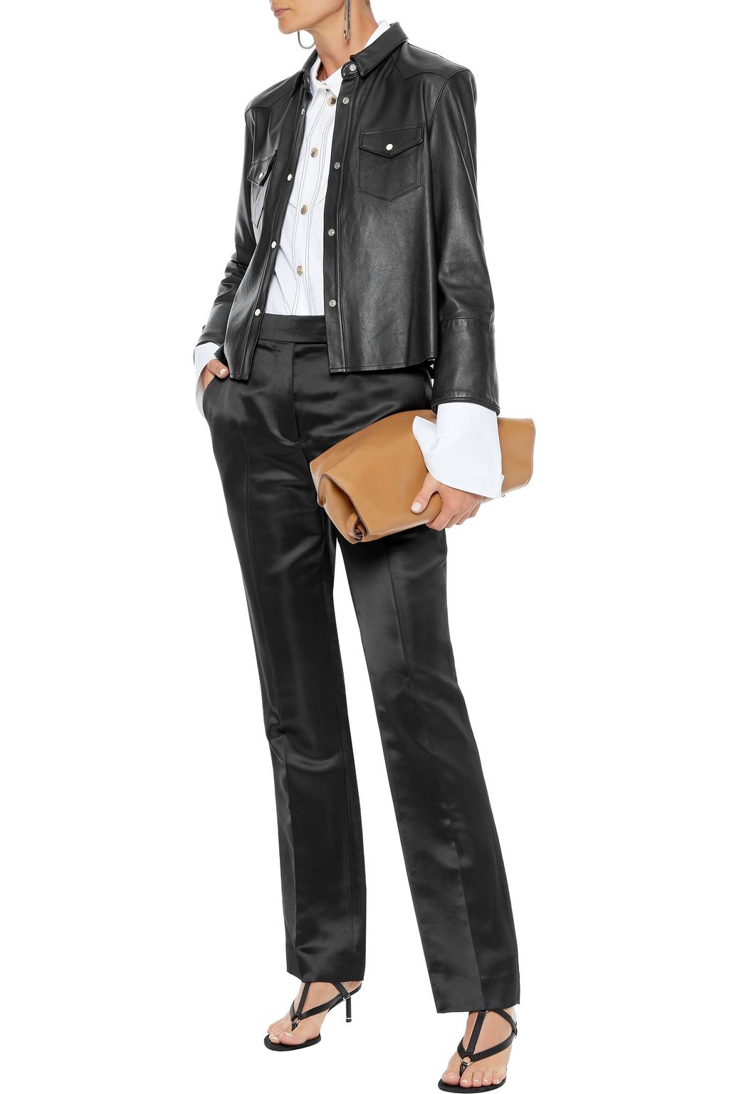 Black Satin straight-leg pants | Sale 
