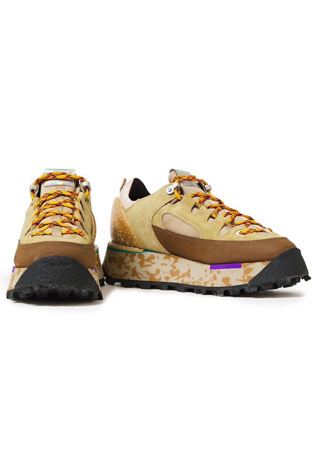 ACNE STUDIOS Berton printed suede and mesh platform sneakers
