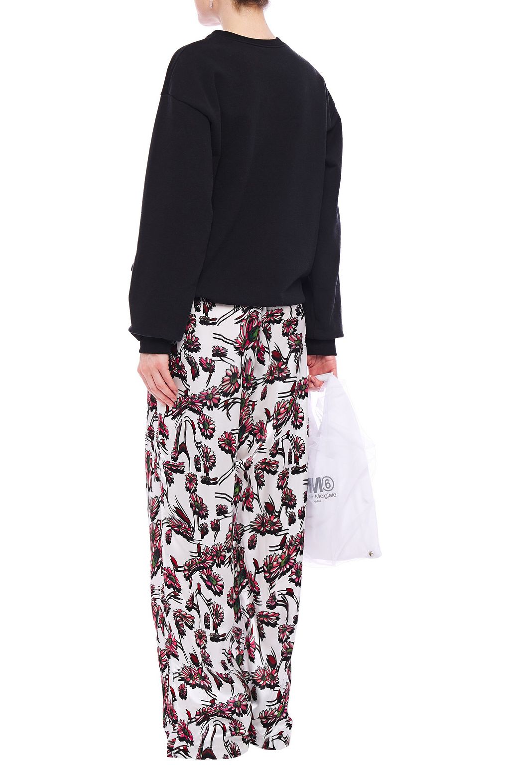 MM6 MAISON MARGIELA Floral-print satin wide-leg pants