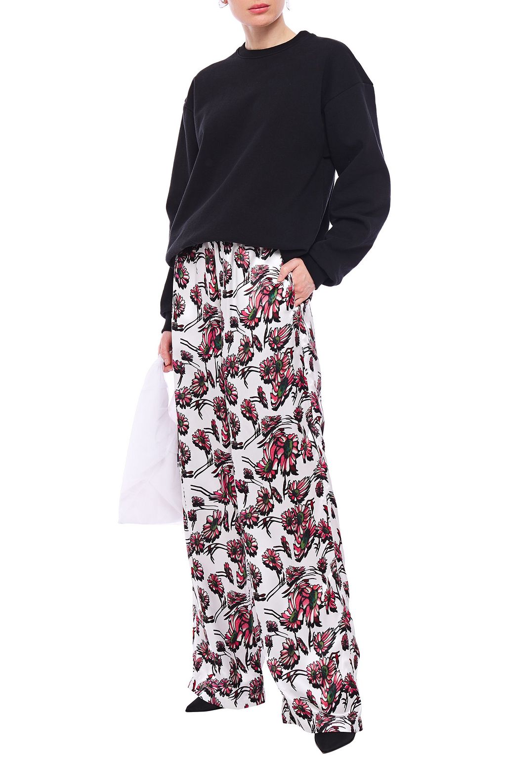 MM6 MAISON MARGIELA Floral-print satin wide-leg pants
