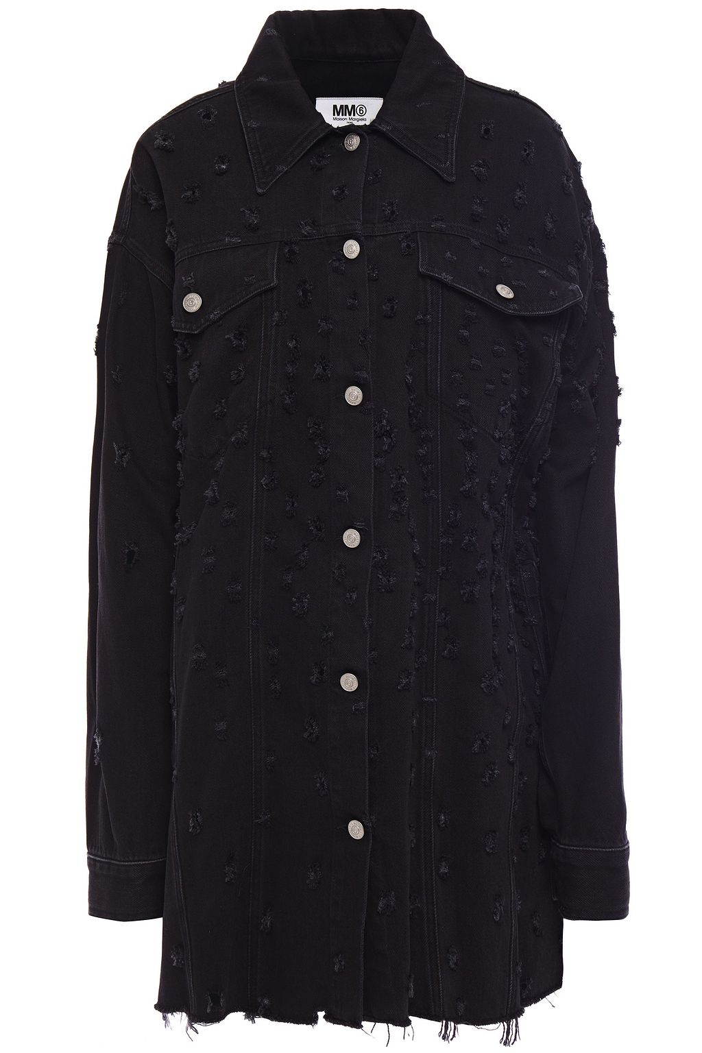 oversized ripped black denim jacket