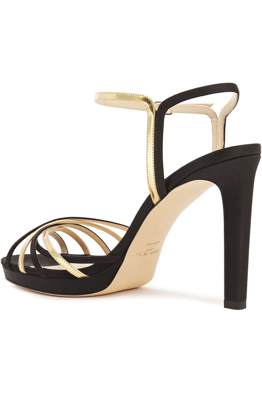 JIMMY CHOO Lilah 100 satin and mirrored-leather sandals