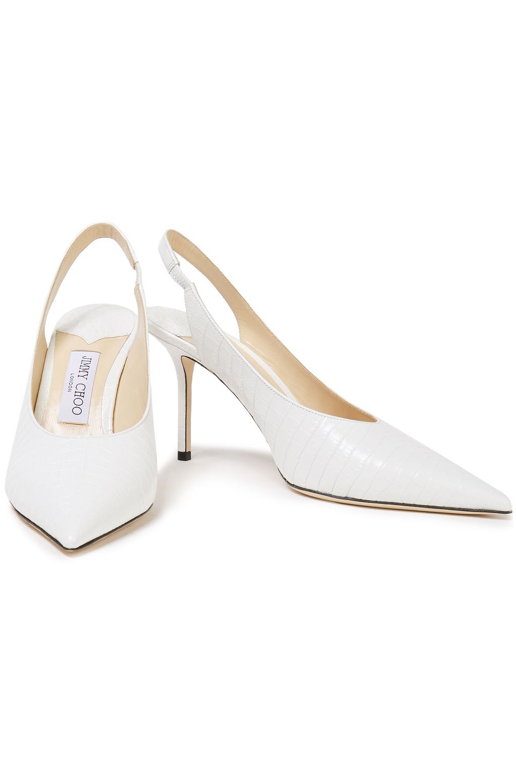 JIMMY CHOO Ivy 85 croc-effect leather slingback pumps
