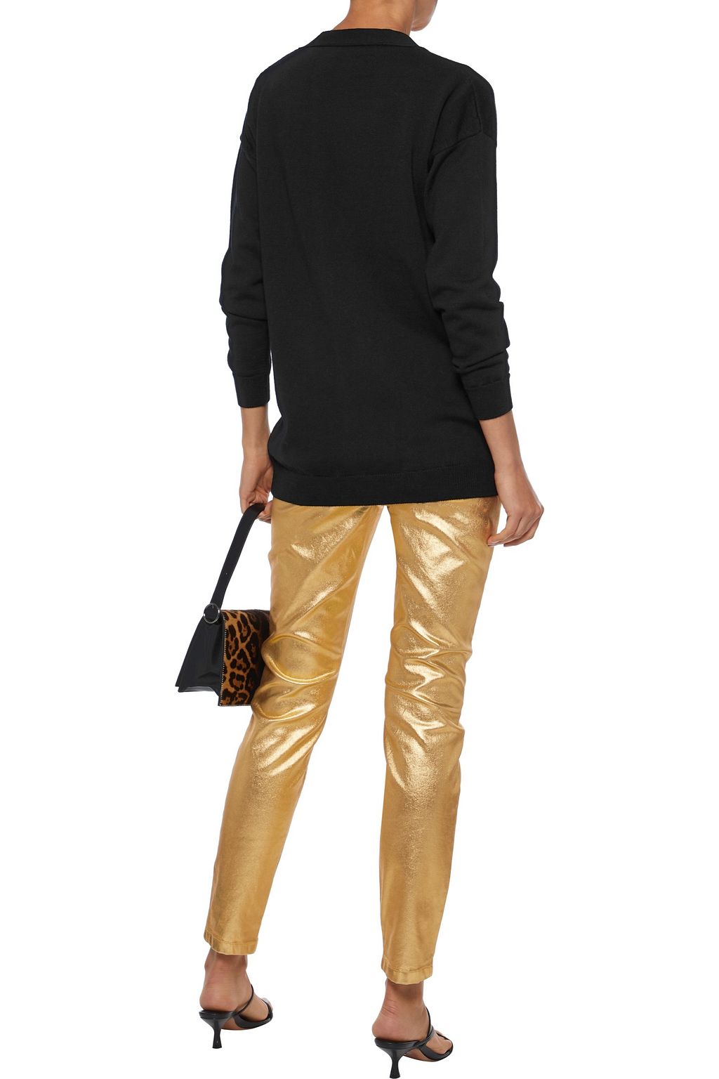 MOSCHINO Metallic mid-rise slim-leg jeans