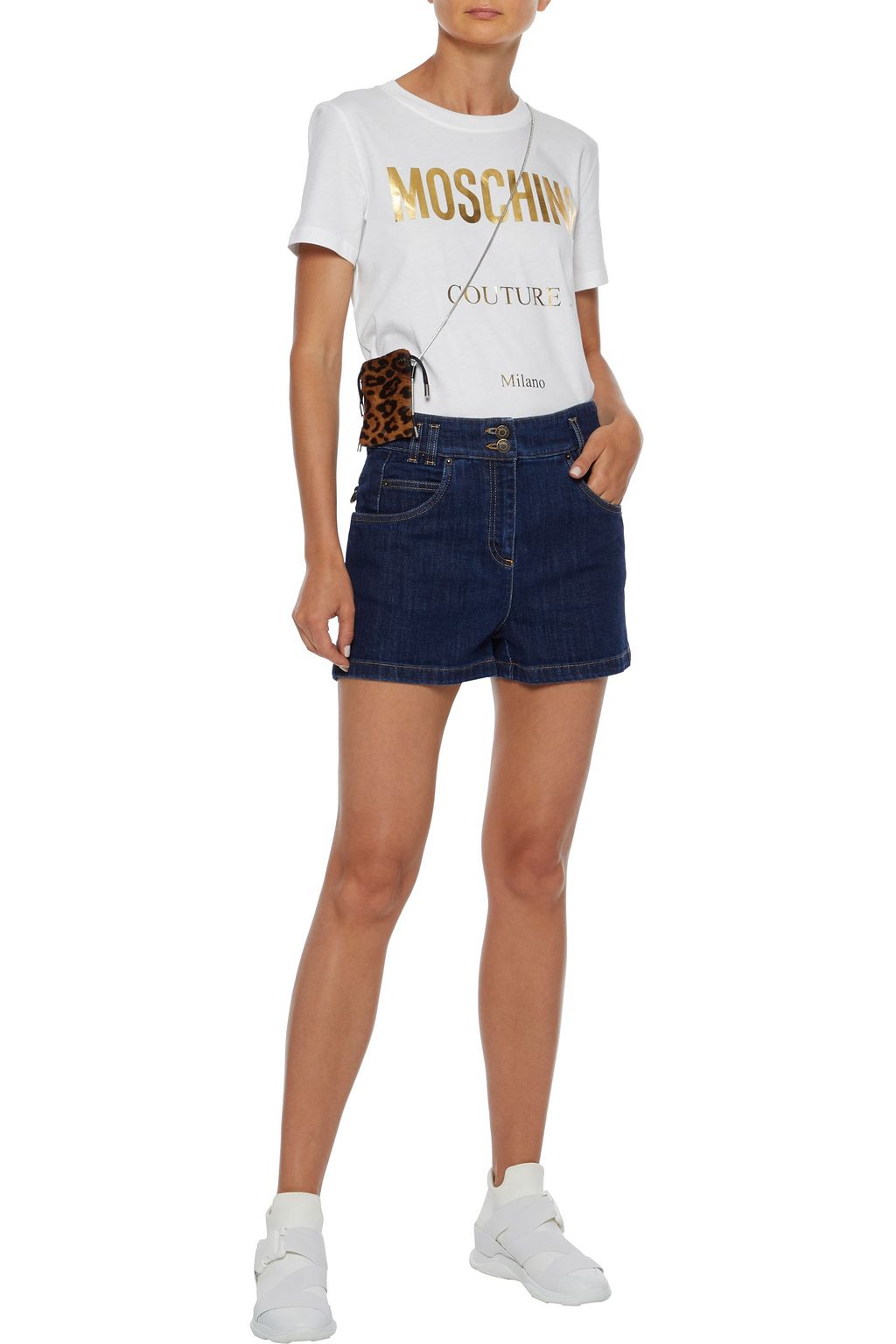 MOSCHINO Embroidered denim shorts