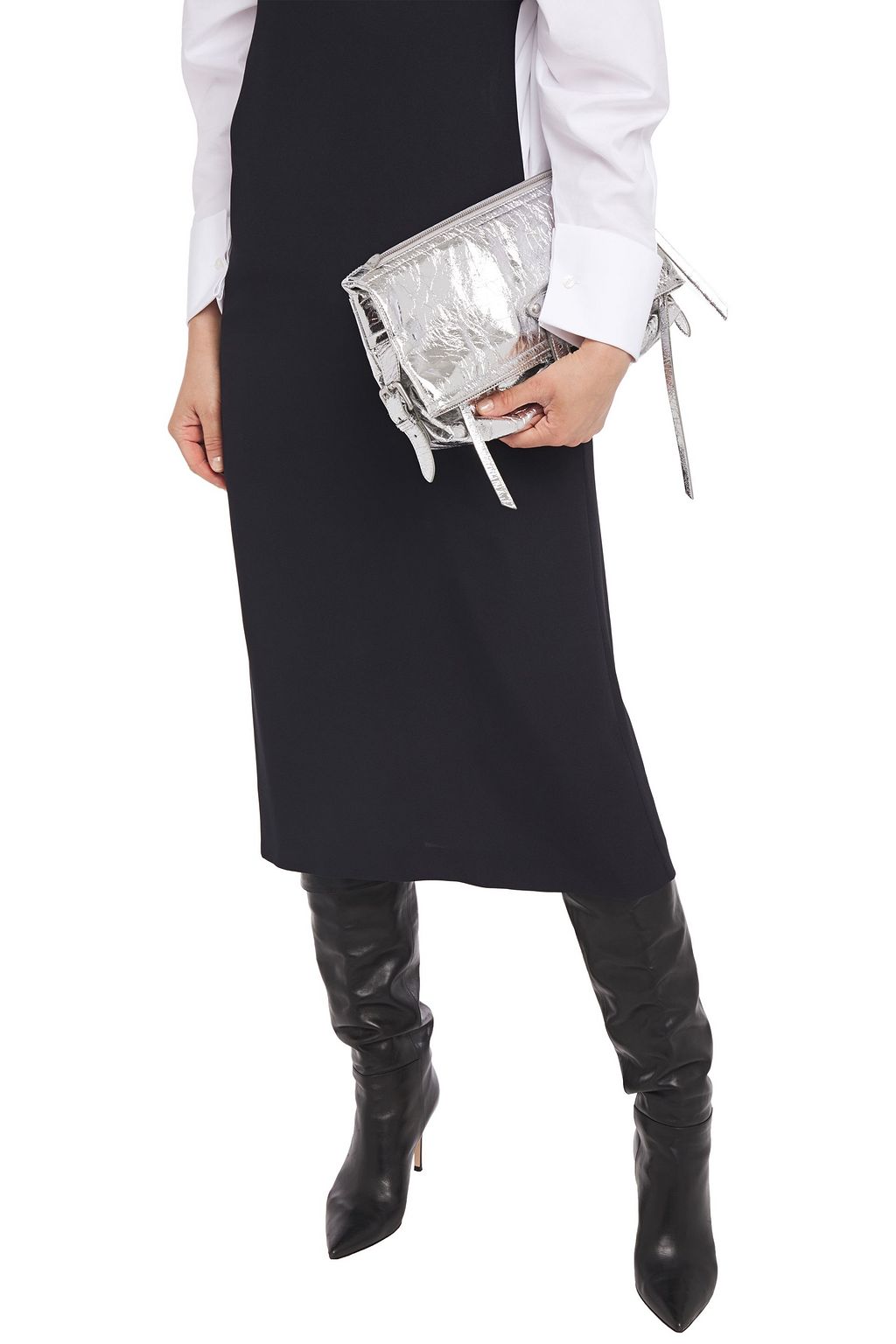 MAISON MARGIELA Metallic cracked-leather shoulder bag