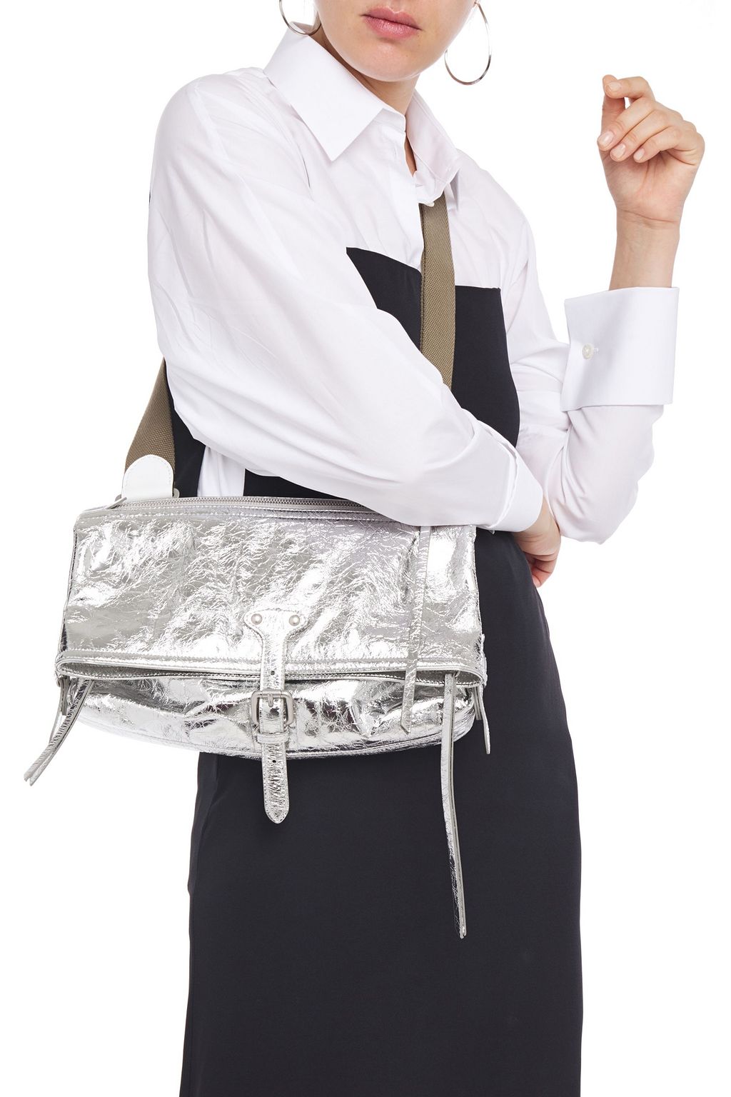 MAISON MARGIELA Metallic cracked-leather shoulder bag