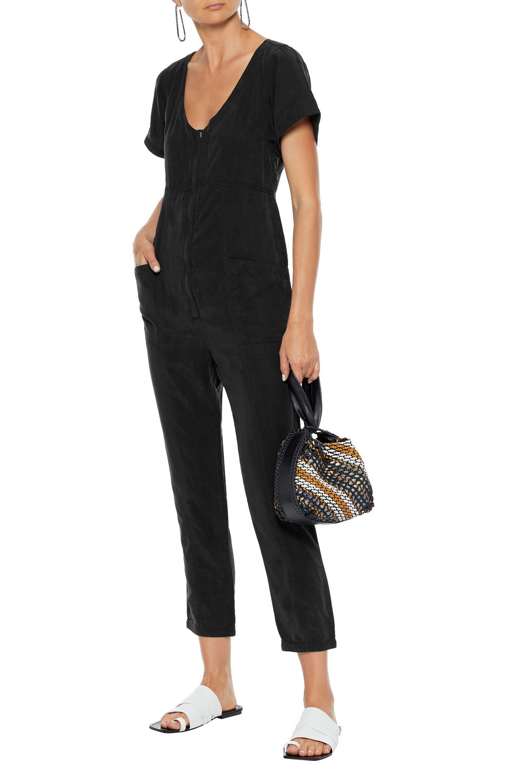 J BRAND Margerie cropped washed-twill jumpsuit