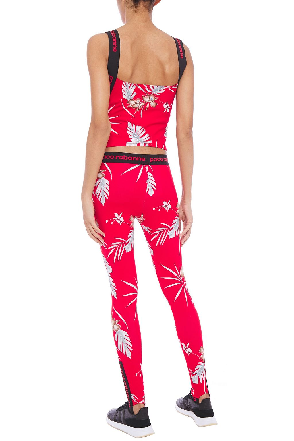 RABANNE Monogram-trimmed printed stretch stirrup leggings