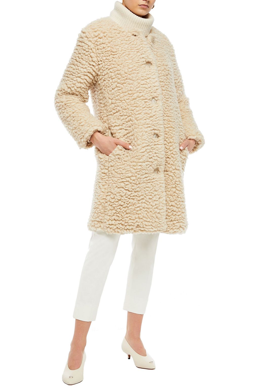 MANSUR GAVRIEL Cashmere and silk-blend faux shearling coat
