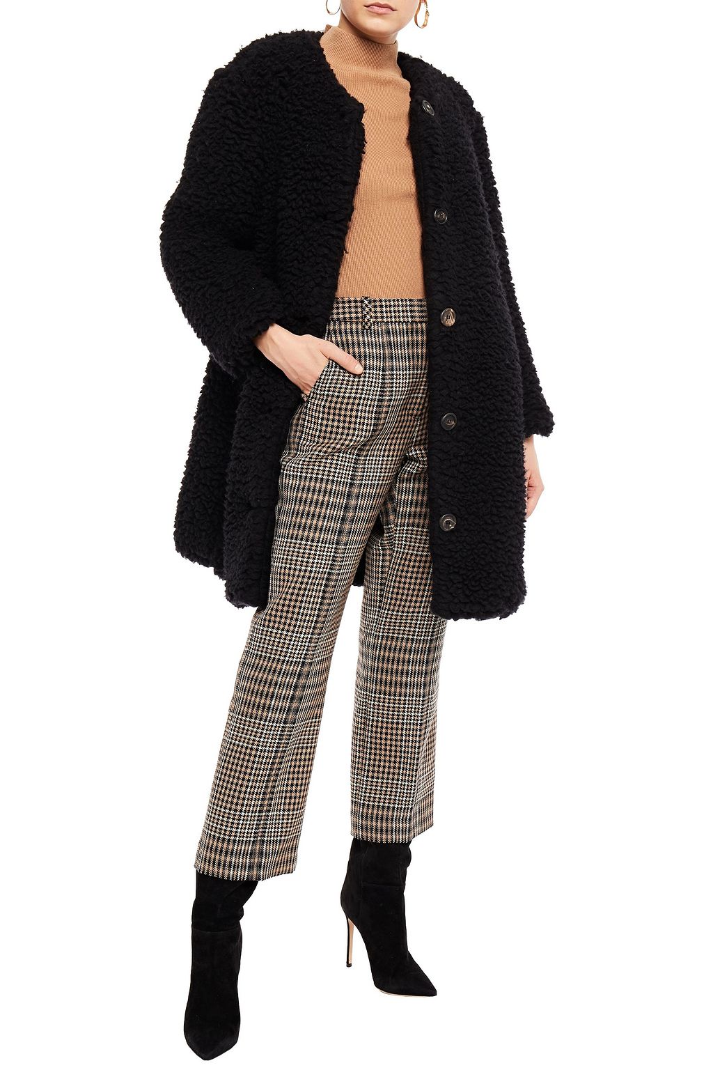 MANSUR GAVRIEL Cashmere and silk-blend faux shearling coat