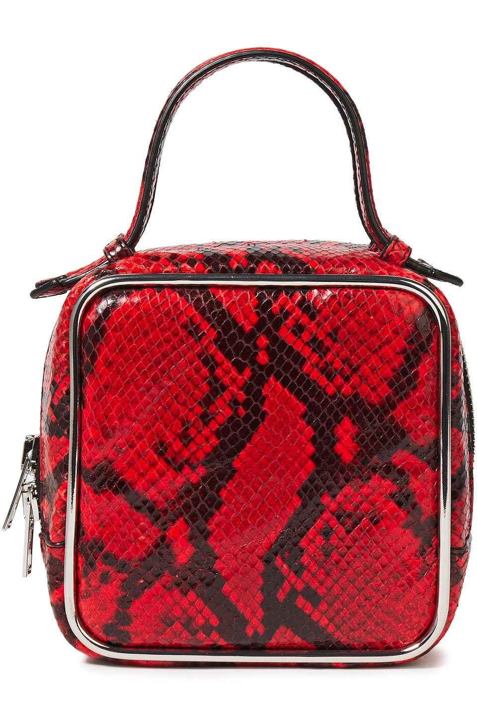 Alexander Wang Halo Square Snake-effect Leather Tote In Red