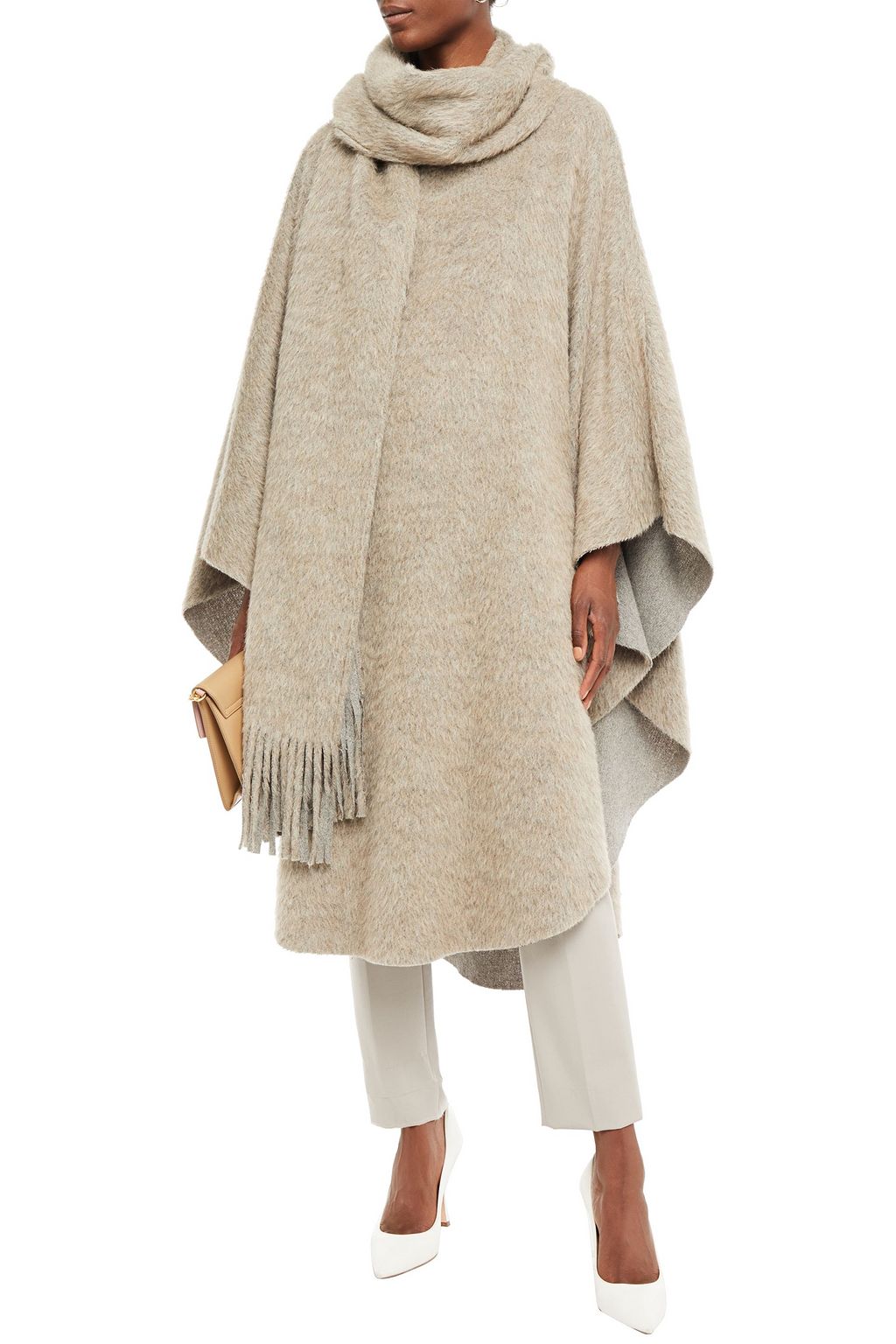 MM6 MAISON MARGIELA Poncho aus gebürstetem Strick mit Fransen