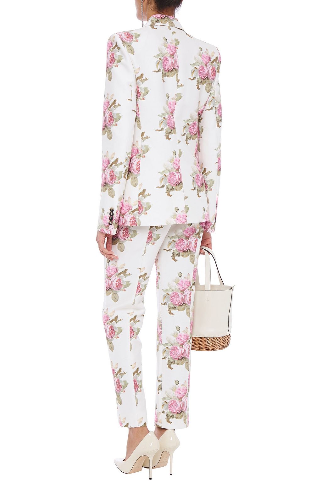 RABANNE Floral-print cotton-blend cady straight-leg pants