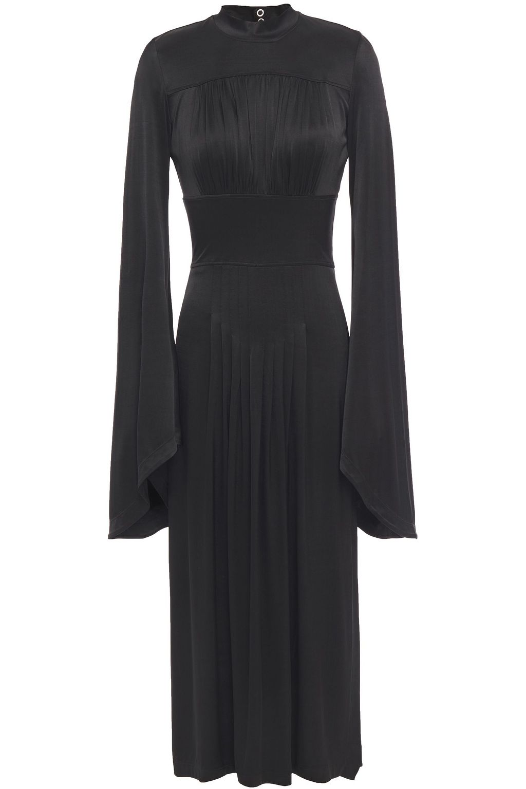 black pleated midi dress
