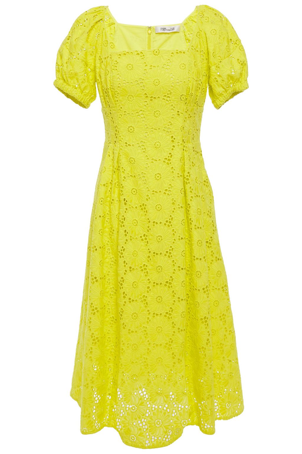 chartreuse midi dress