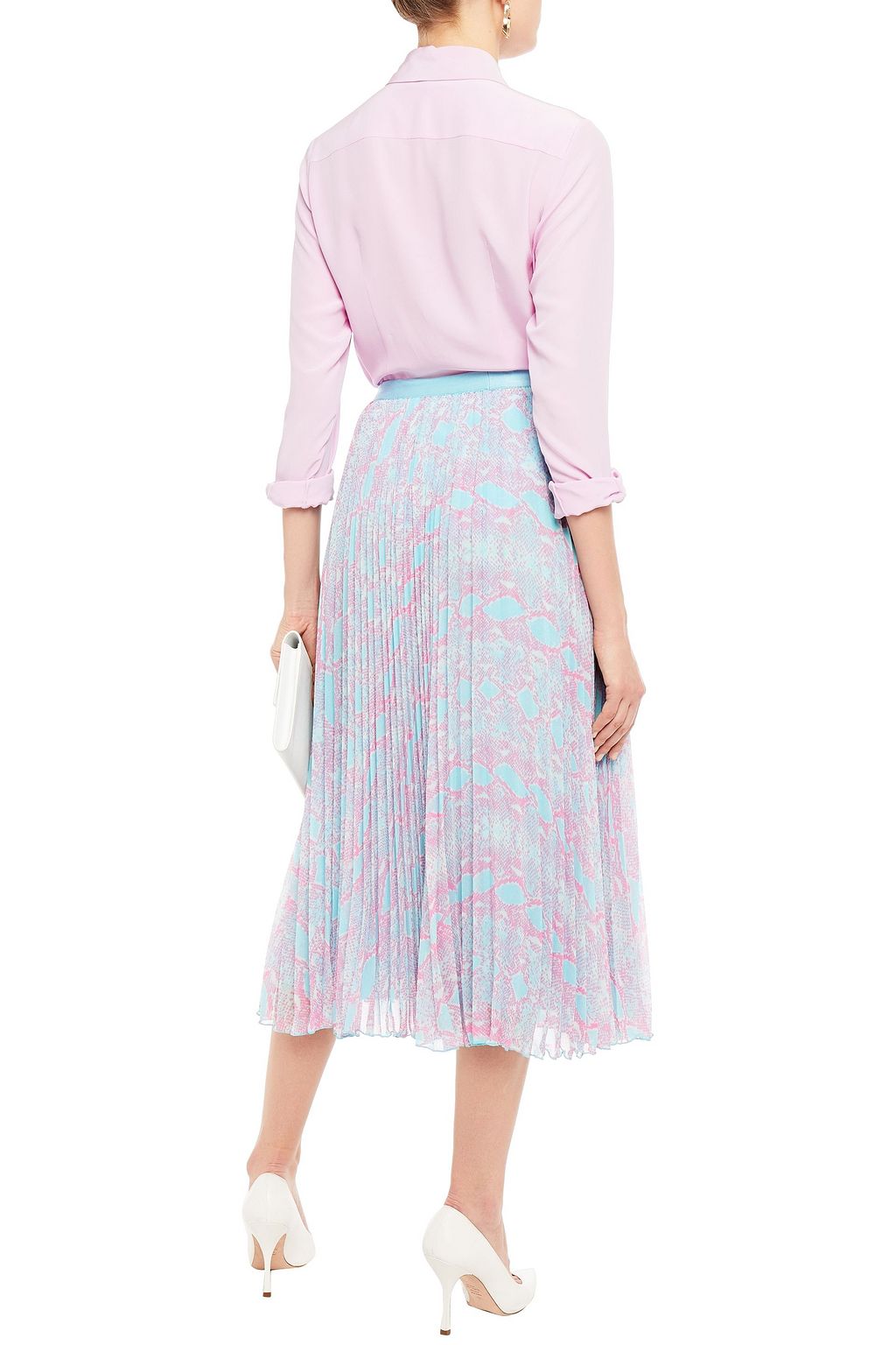 DIANE VON FURSTENBERG Kalina pleated snake-print chiffon midi skirt